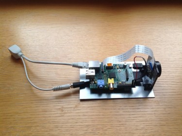 Raspberry Pi with camera mounted on base plate